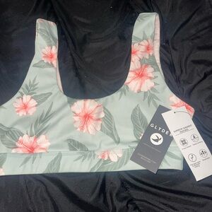 Glyder Floral Sports Bra - Green and Pink-Size M